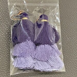 Purple Tiered Tassel Earrings